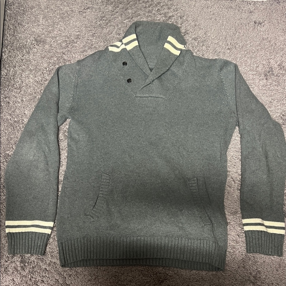 Label of Graded Goods (by H&M) Men's Gray Shawl Collar Sweater